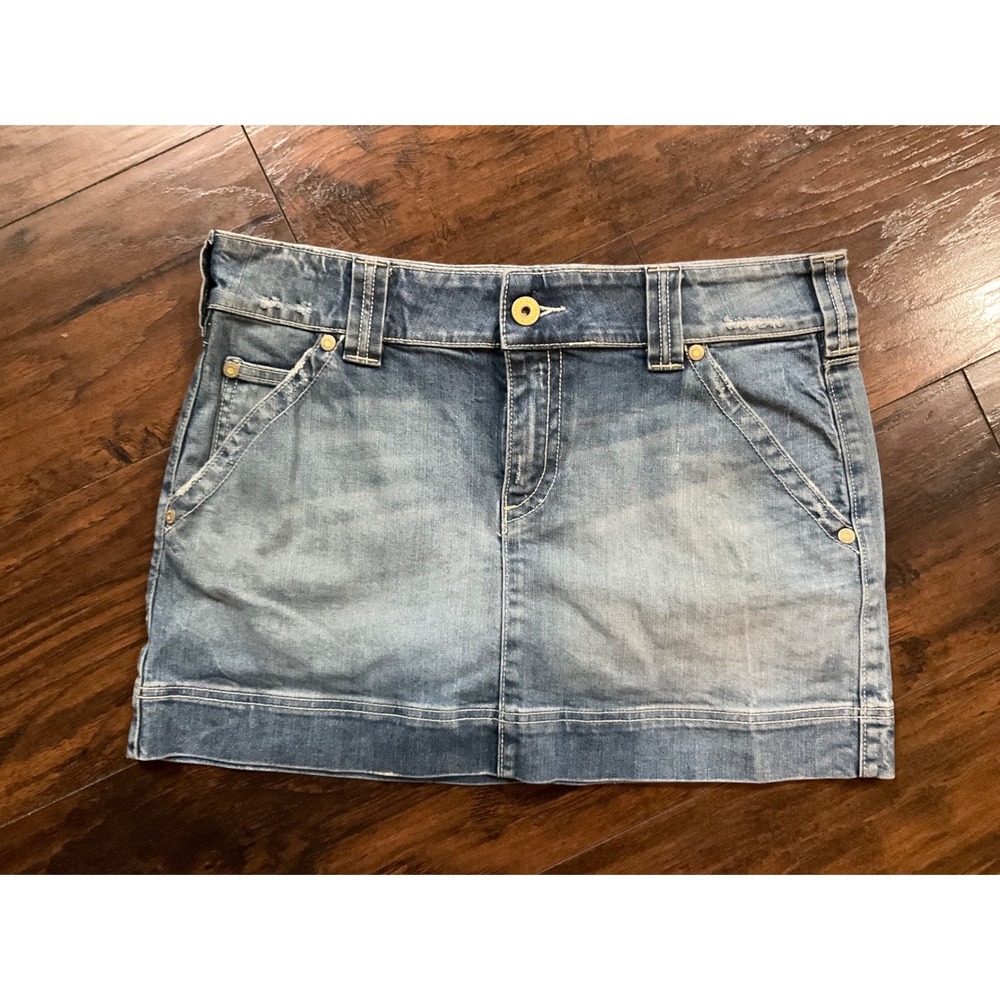 Y2K Old Navy Ultra Low Waist Blue Jean Skirt Size 12 2006